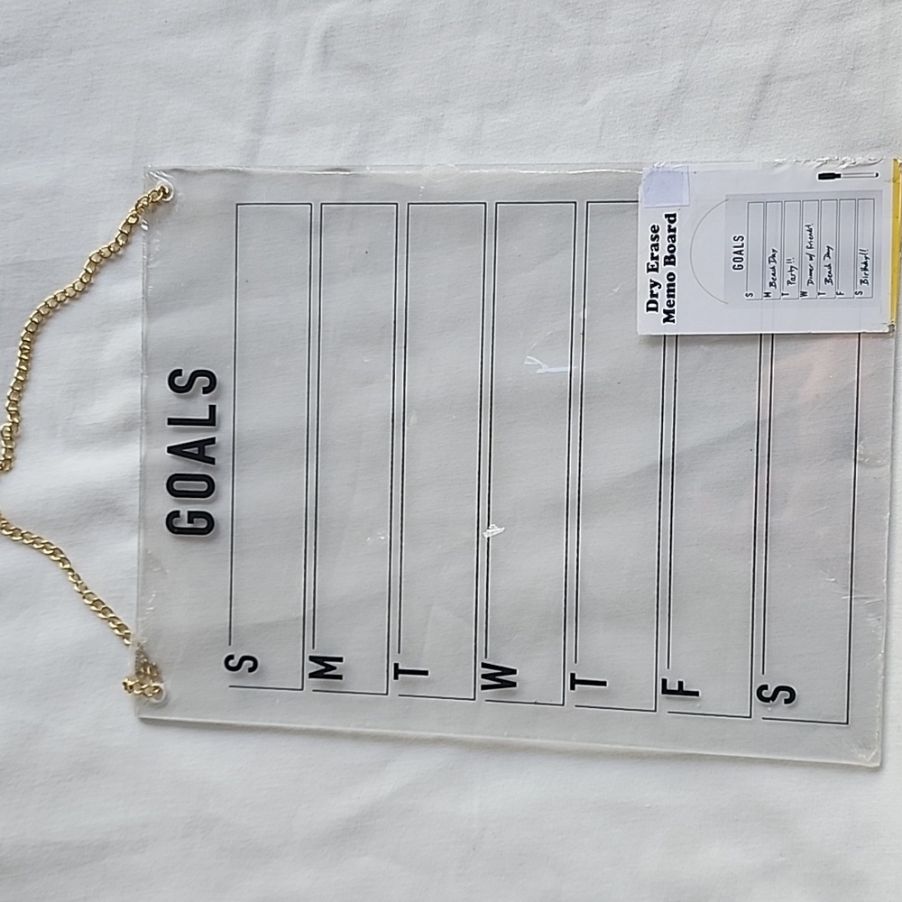 Clear Acrylic Dry Erase Weekly Goals Memo Board